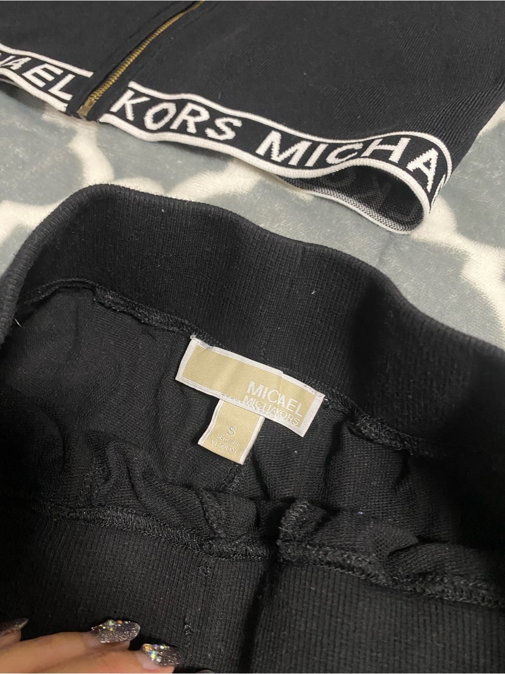 Michael kors jugger jacket set hoodie black tape logo SZ S - Picture 2 of 2